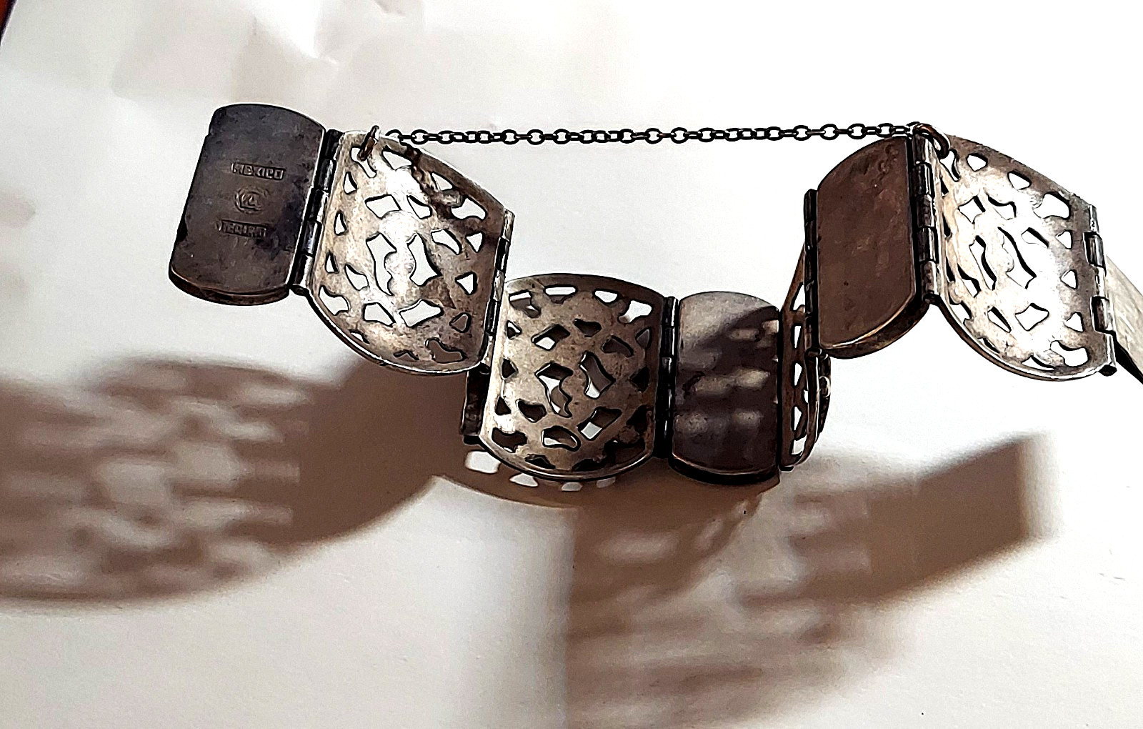 Vintage Cuernavaca Mexico Sterling Silver Panel Bracelet
