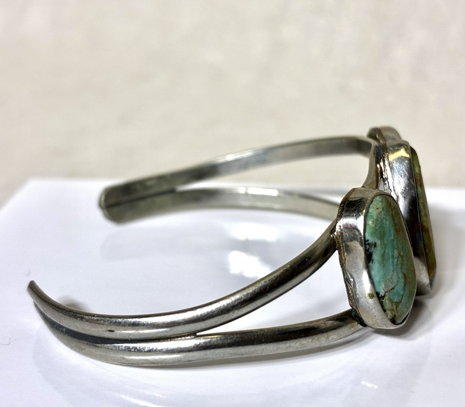 Alpaca Mexico Silver Cuff Bracelet Turquoise Adjustable
