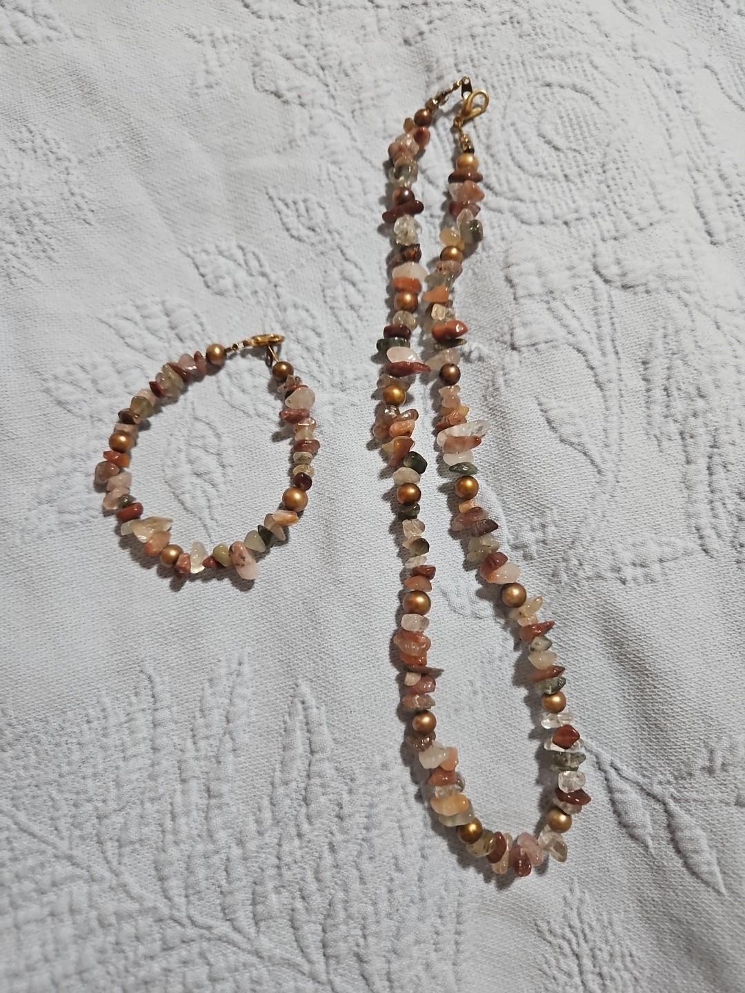 Vintage Multi-Stone Necklace and Bracelet Set 17.5in Necklace And 7in Bracelet