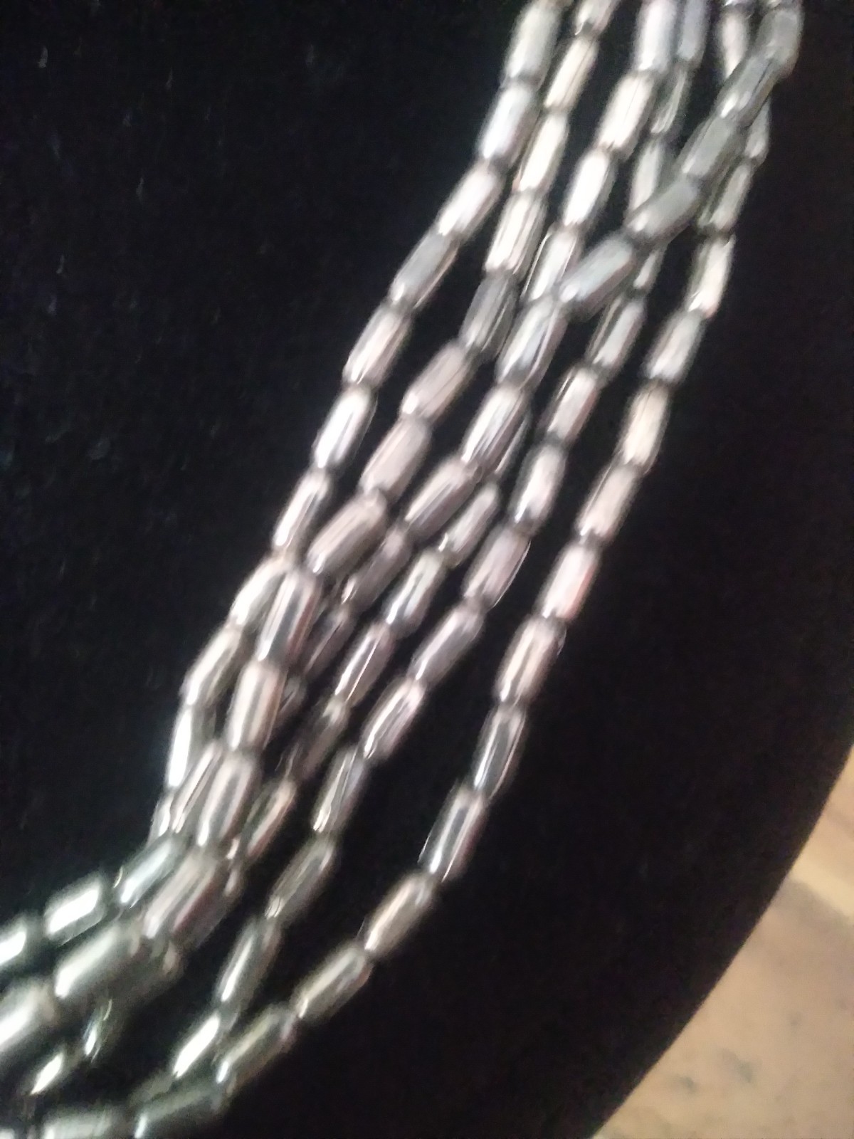 Vintage Silver Beaded Necklace 22 Inches 6 Strand Statement