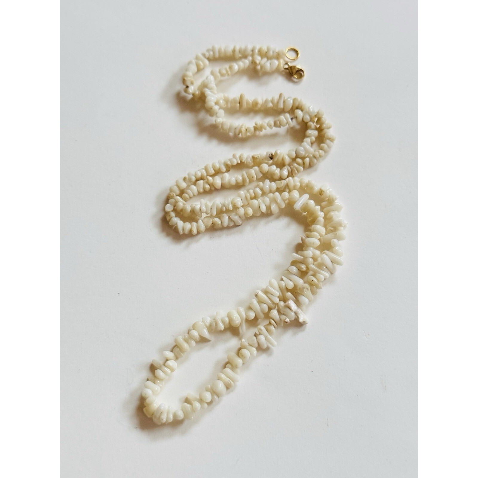 VTG Mediterranean White Coral Natural Beads Necklace Beaded Genuine Rare 25″