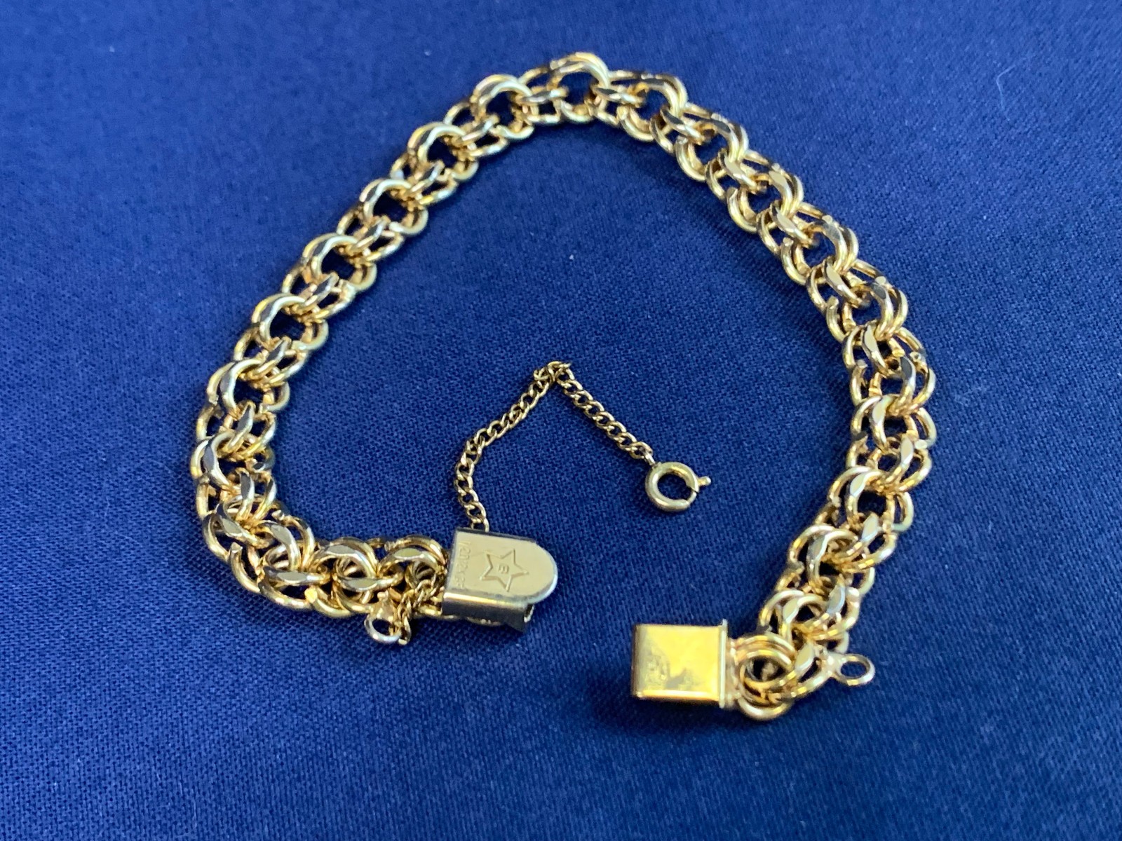 Vtg 1/20 12K Gold Filled BA Ballou Co Charm Bracelet 13.93g Jewelry 7.5″ Chain