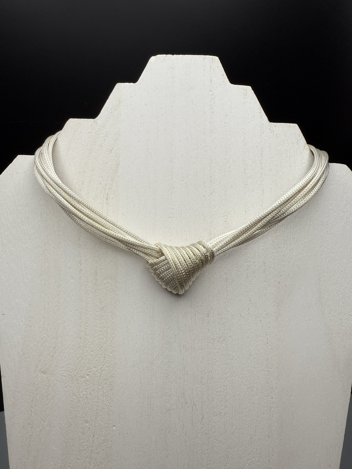 925 Sterling Silver Necklace Woven Knot Eight Strand Wheat Chain 16” 50g Choker
