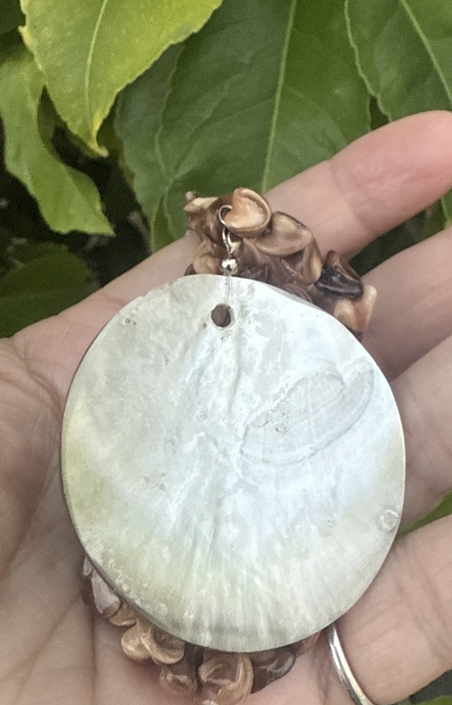 Vintage Shell Beads And Shell Pendant