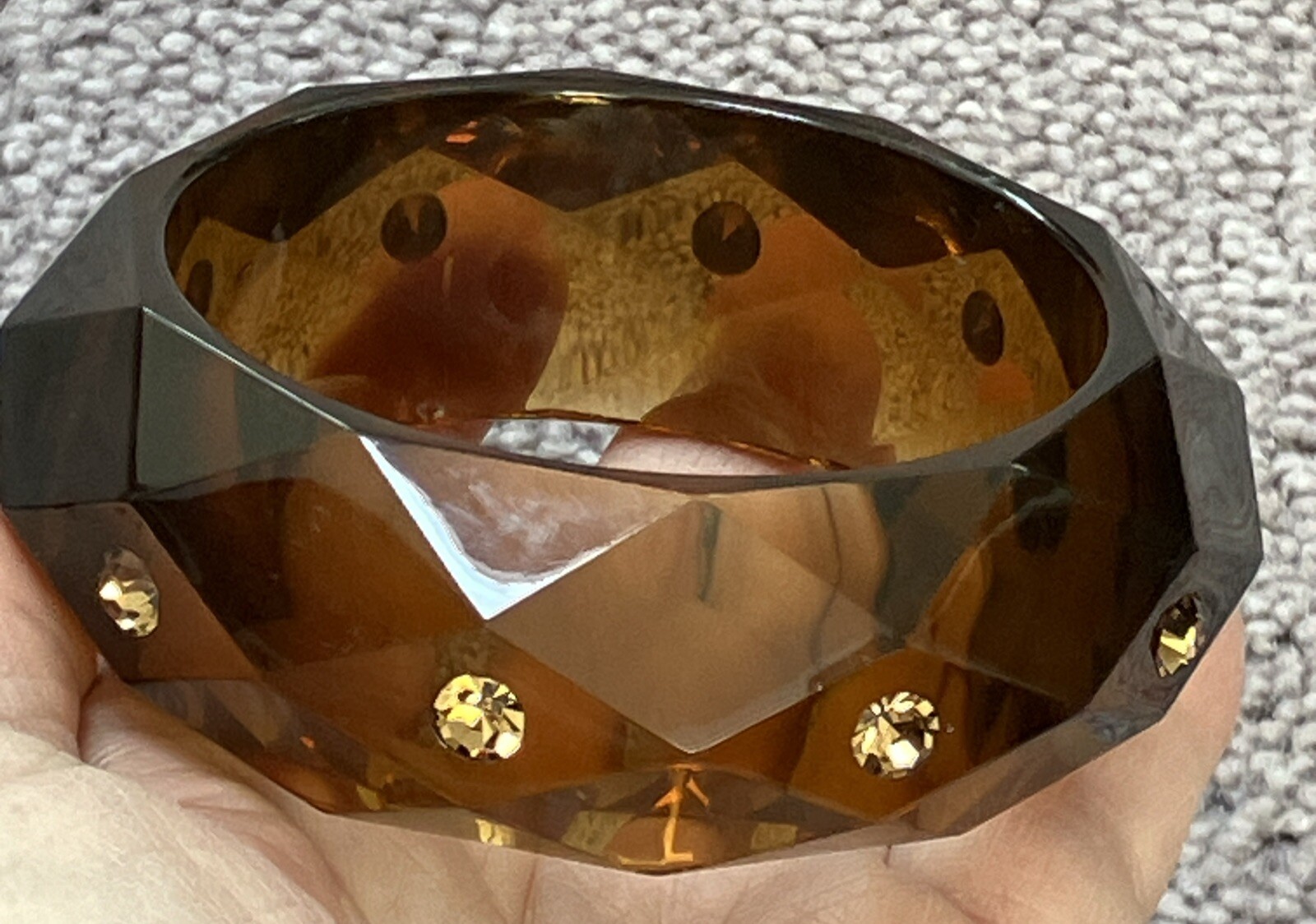 VINTAGE FACETED GEMS BANGLE BRACELET