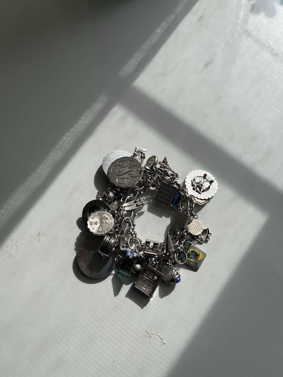 Vintage Original Sterling Silver Charm Bracelet – 37 Charms, 150 Grams