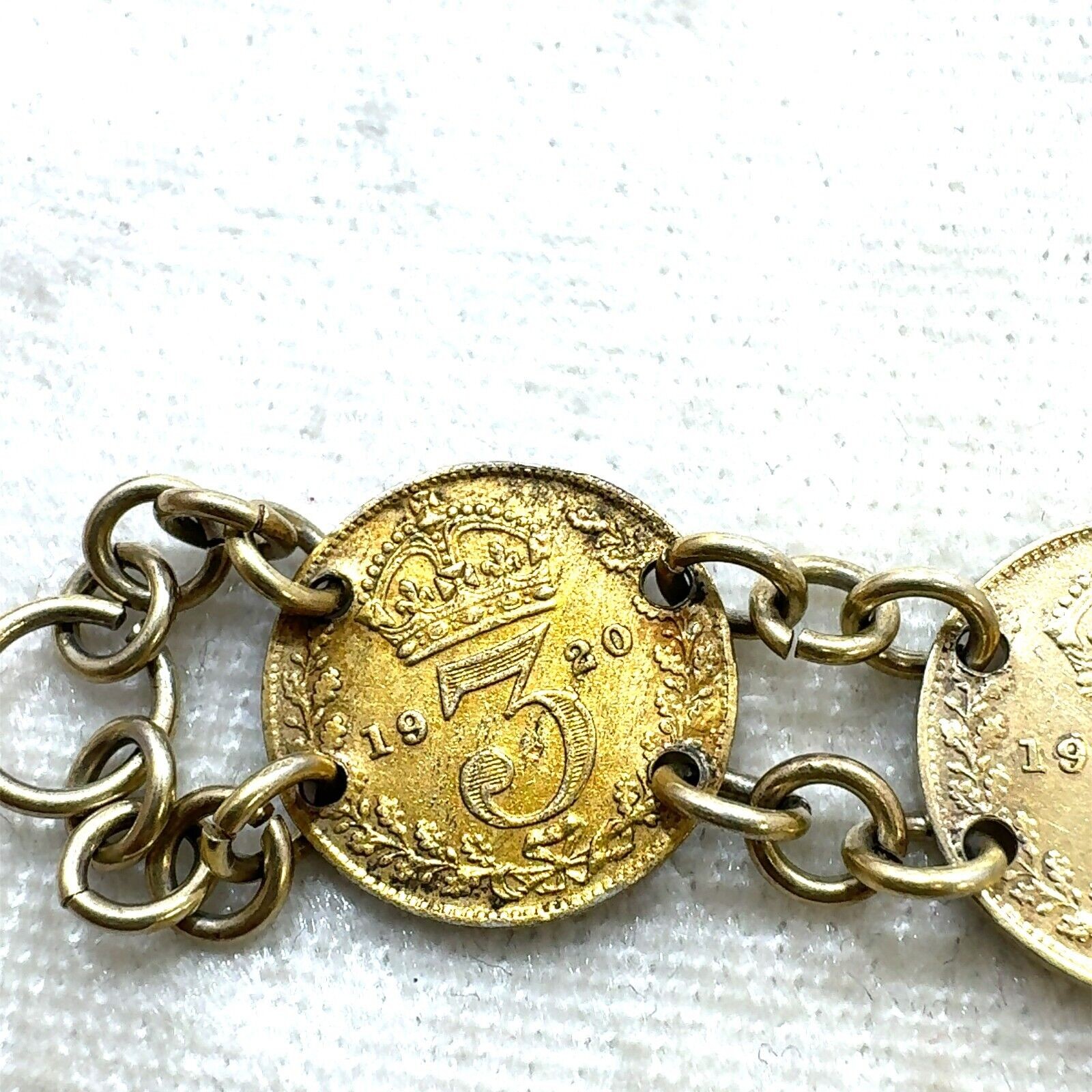 Coin Link Bracelet 8 Antique British Silver Coins