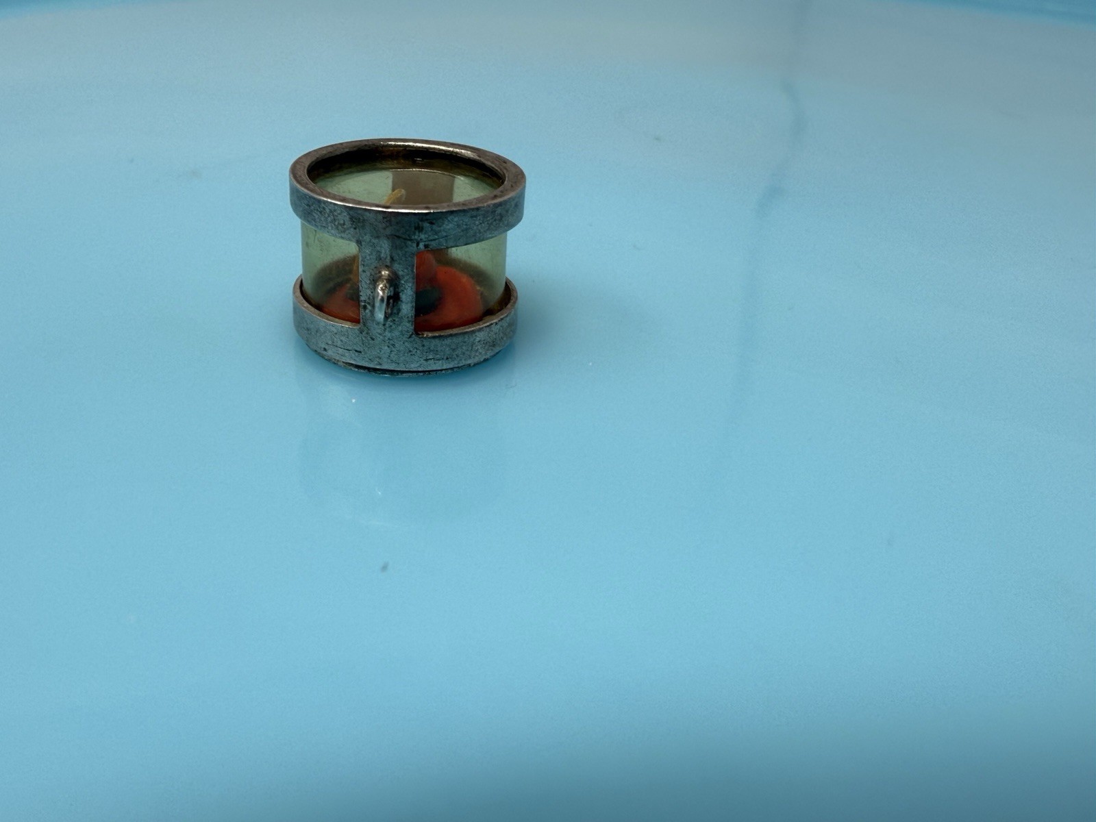 Vintage Sterling Silver Enameled Fancy Red Hat Box Terrarium Charm 1.8g