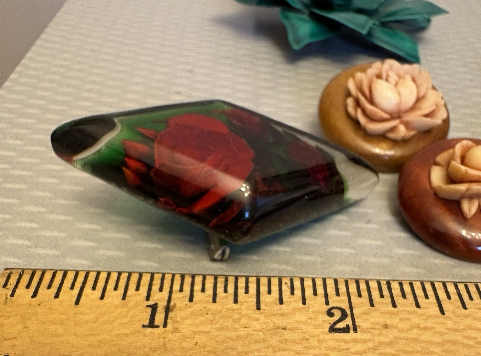 Vintage Flower Pin Brooch Lot Enamel Austria England Wood Lucite Mod Roses 8P