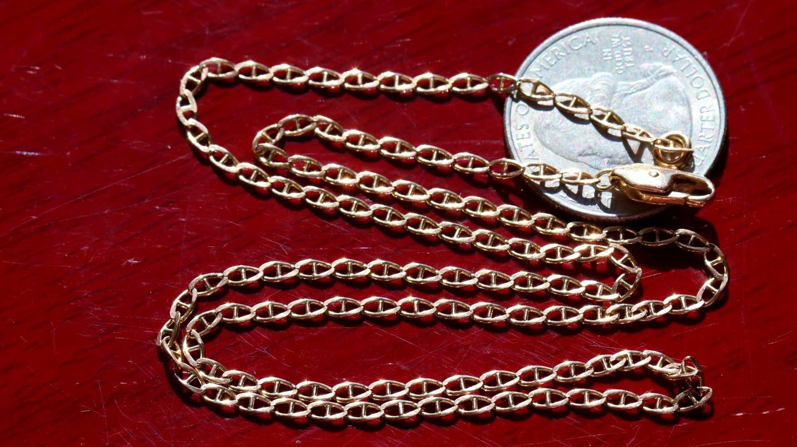 14k yellow gold necklace 18.75″ anchor / mariner link chain vintage 4.25gr N3642