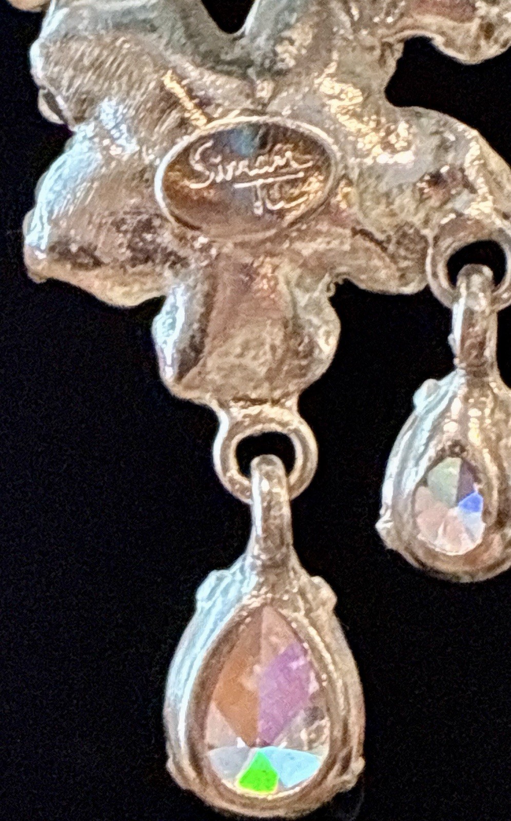 Amazing SIMAN TU Haute Couture Runway Floral Australian Crystal Earrings RARE ~