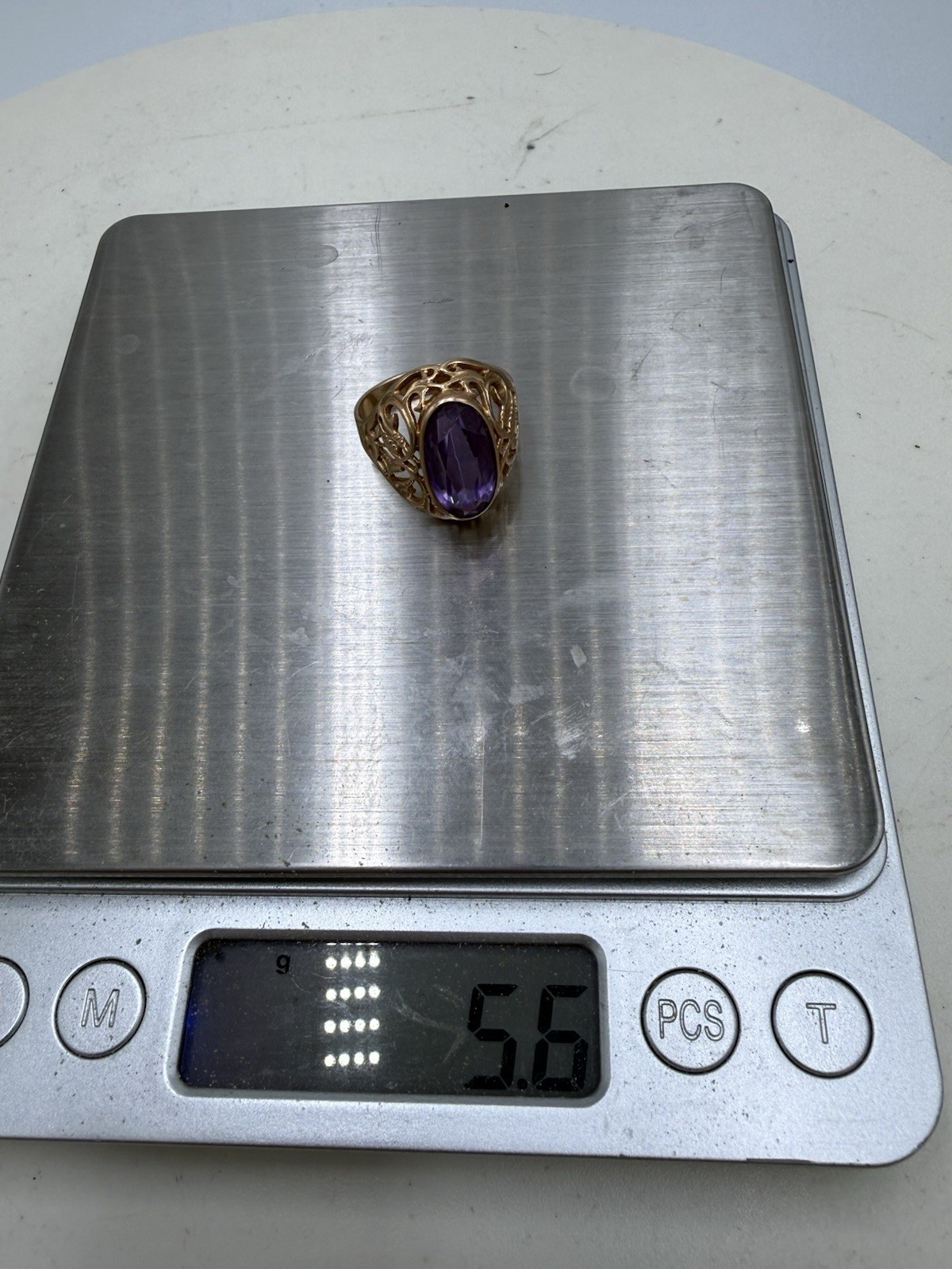 Vintage Soviet Solid Rose Gold Ring 14 K 583 Size 7.75