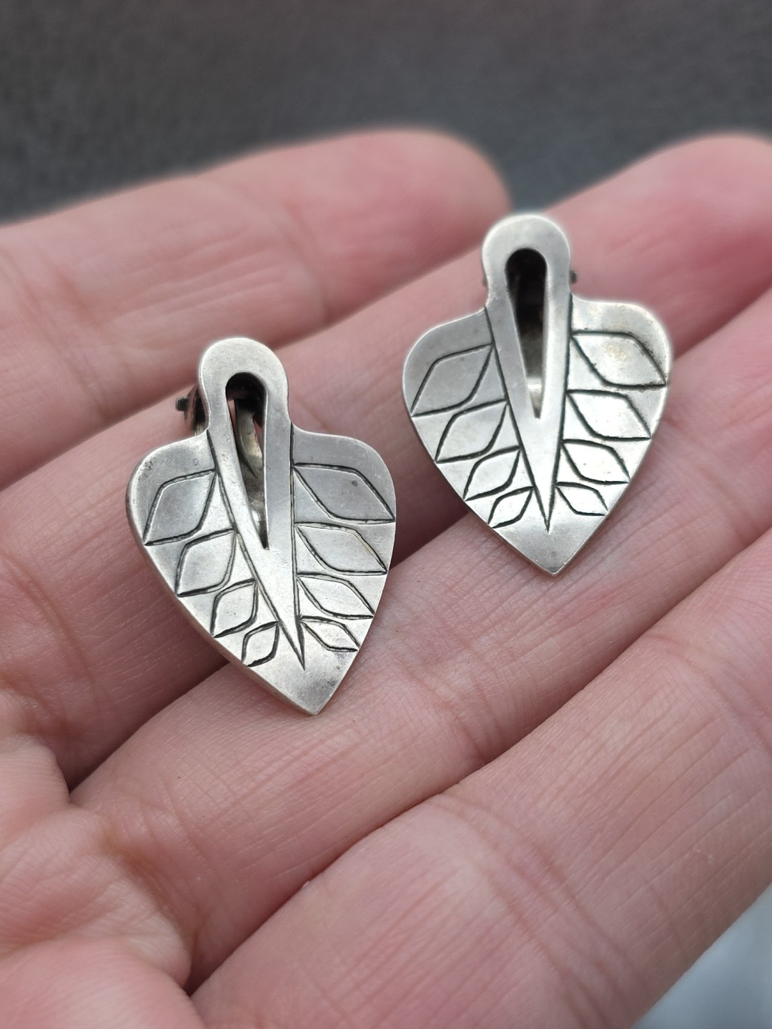 N.E From Denmark Sterling Silver Leaf Earrings