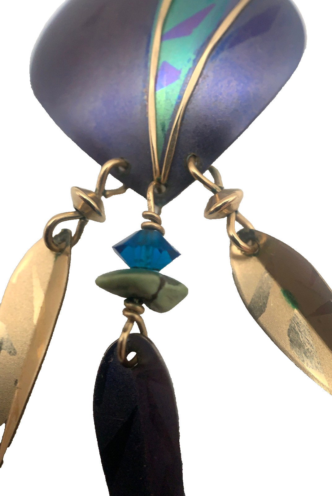Vintage Holly Yashi Blue Niobium Artist Signed Gold Filled Earrings 80’s/90’s