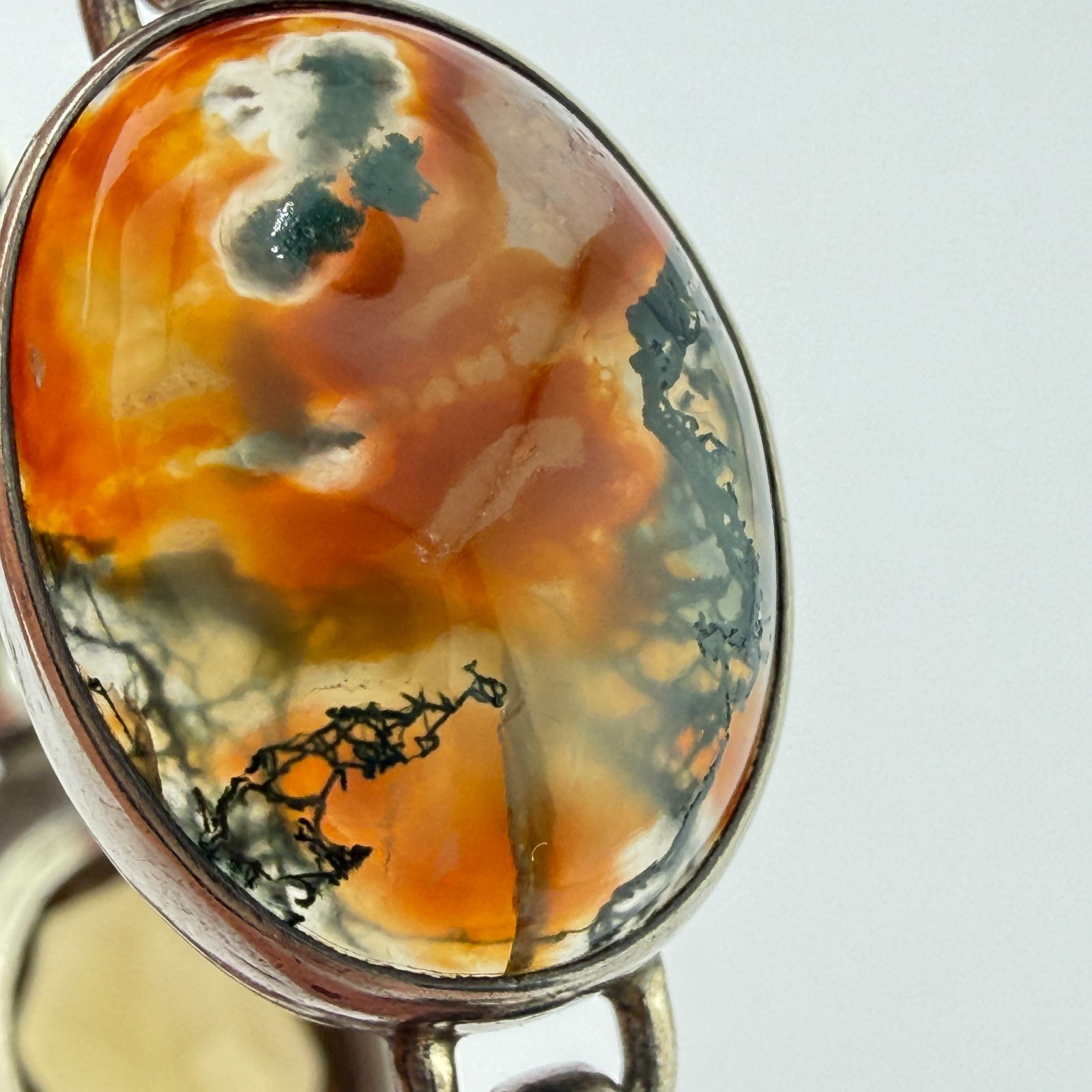 Stunning Vintage Scottish Sterling Silver Moss Agate &Faceted Cairngorm Bracelet