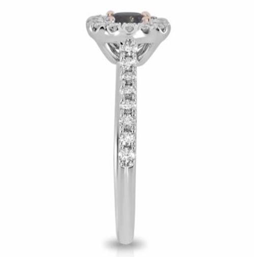 .68CT WHITE PINK DIAMOND 18K WHITE ROSE GOLD CUSHION HALO SQUARE ENGAGEMENT RING