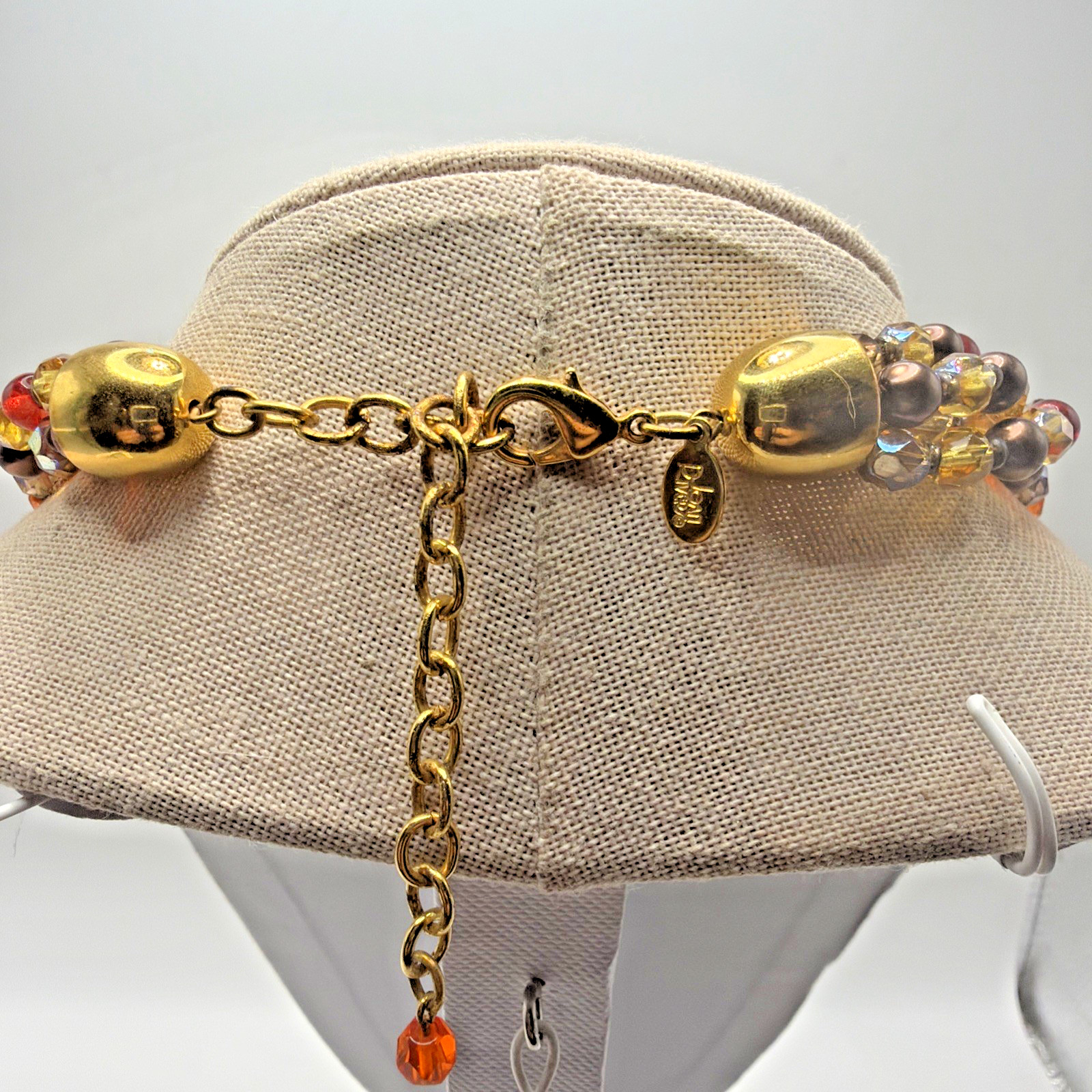 Joan Rivers Multi Strand Glass & Lucite Beaded Necklace Fall Colors Size 21”