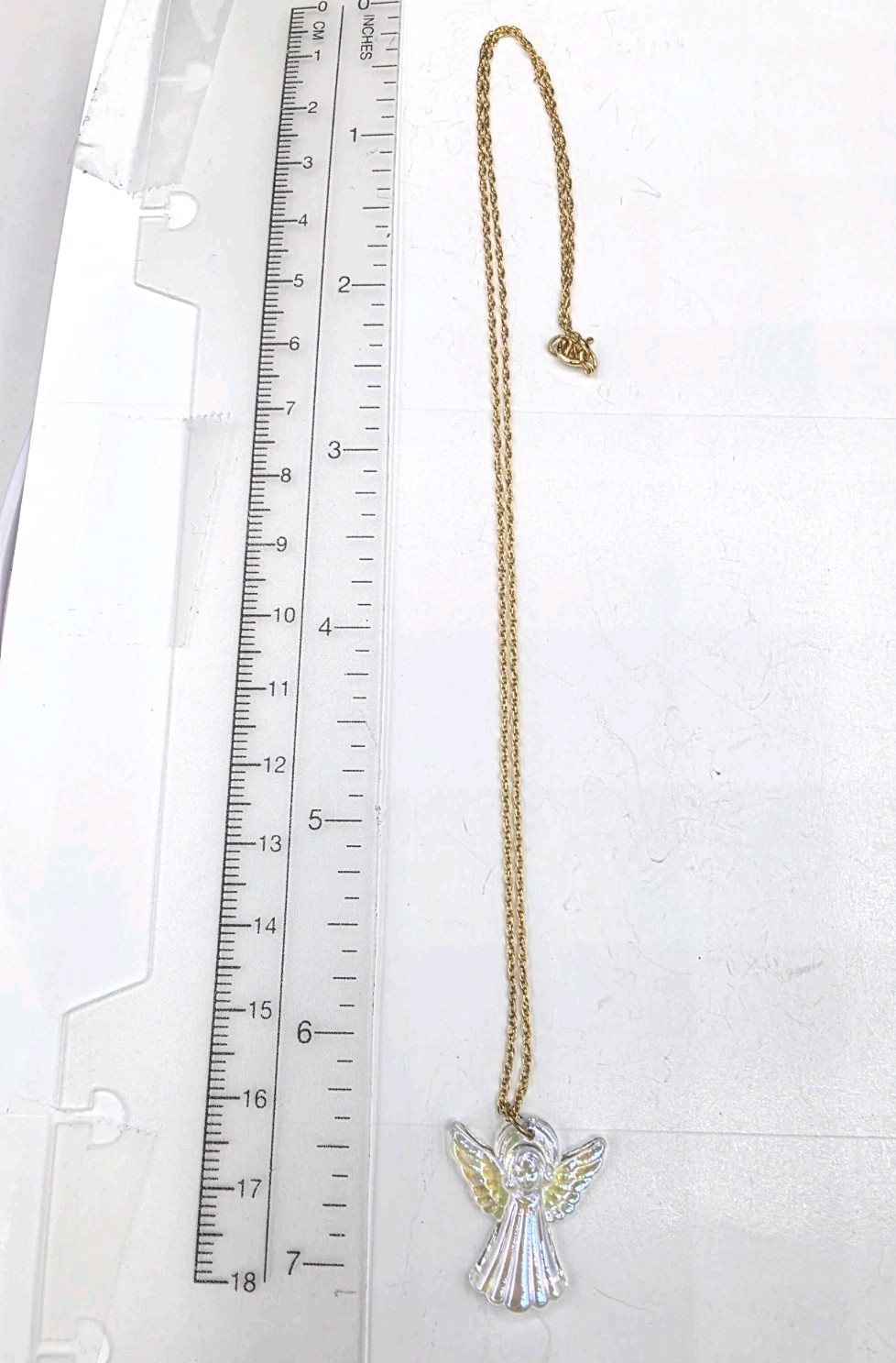 Aurora Borealis Angel Pendant on 14kt Yellow Gold-Filled Chain