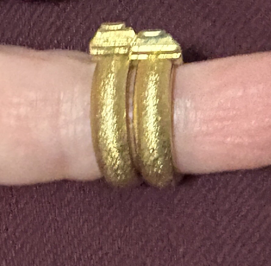 Vintage Gold Tone MONET Adjustable “Clip-on” Brushed Textured Hoops