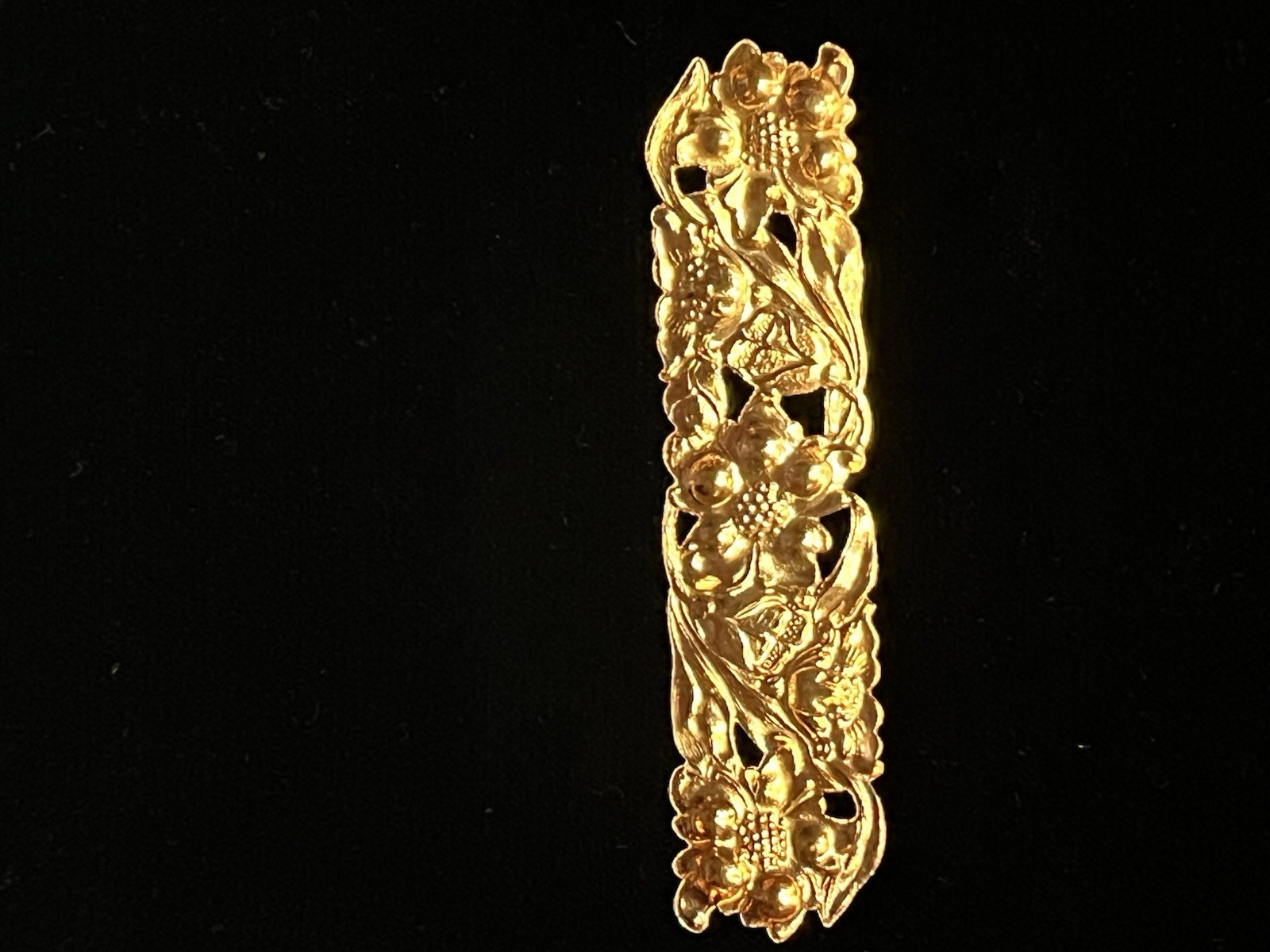 Vintage Floral 22K Plated Brass Stamping for Jewelry/Decoration/Barrette/Brooch