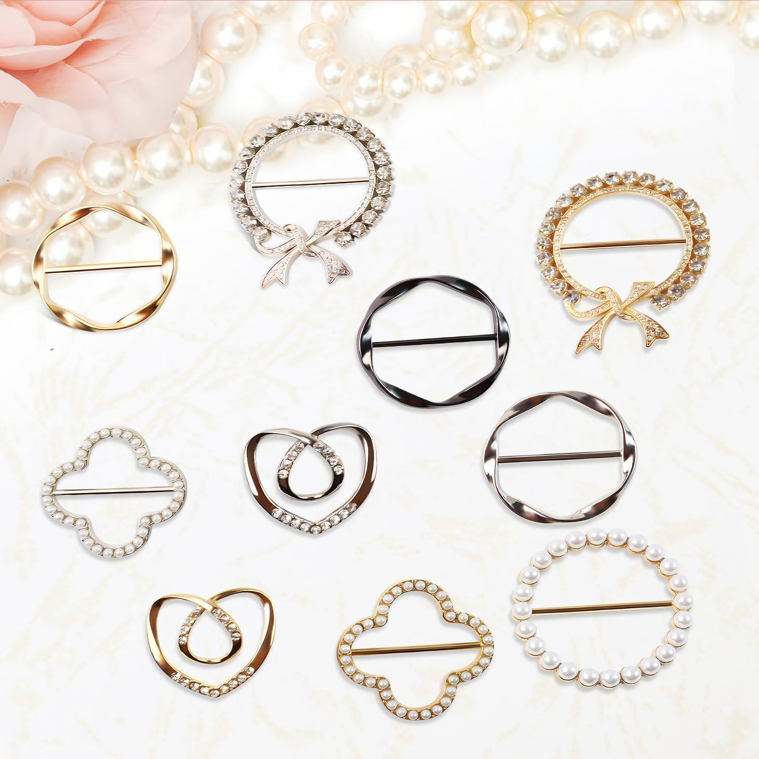 10 Pack Scarf Ring Clip T-Shirt Tie Clips for Women, Scarf Ring Clothes Corner K