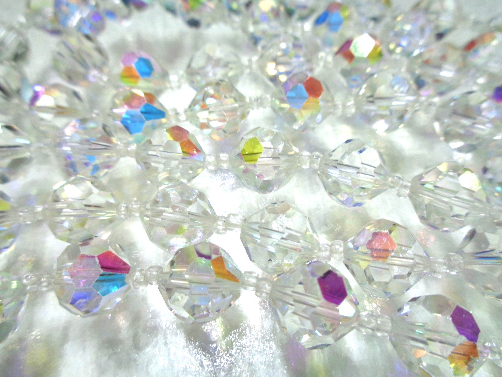 Vintage, Iridescent Faceted Glass Beads, Two-Strand Necklace.