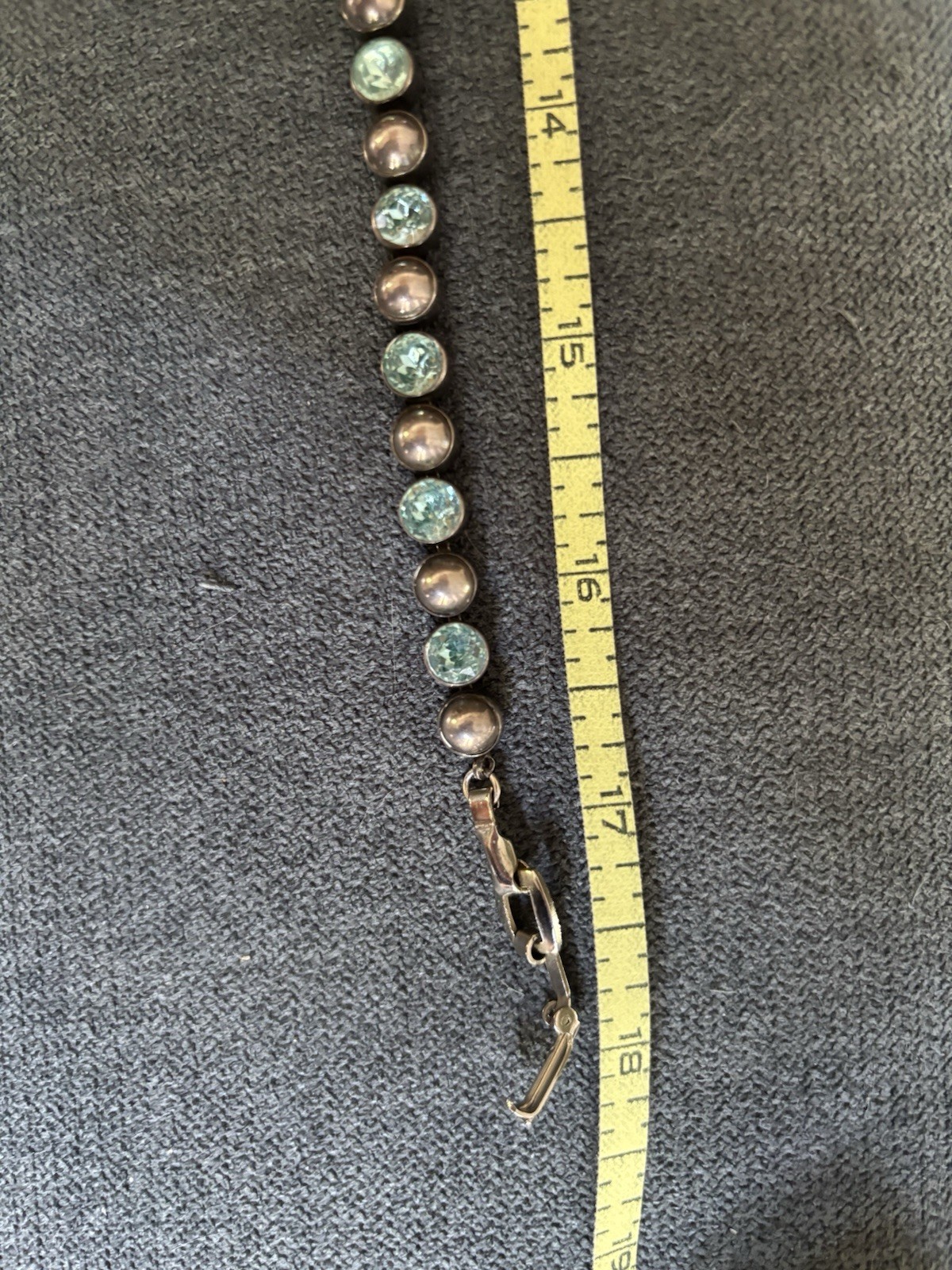 Vintage Sterling Silver Necklace 44g Silver Beads and Blue Stones for Collectors
