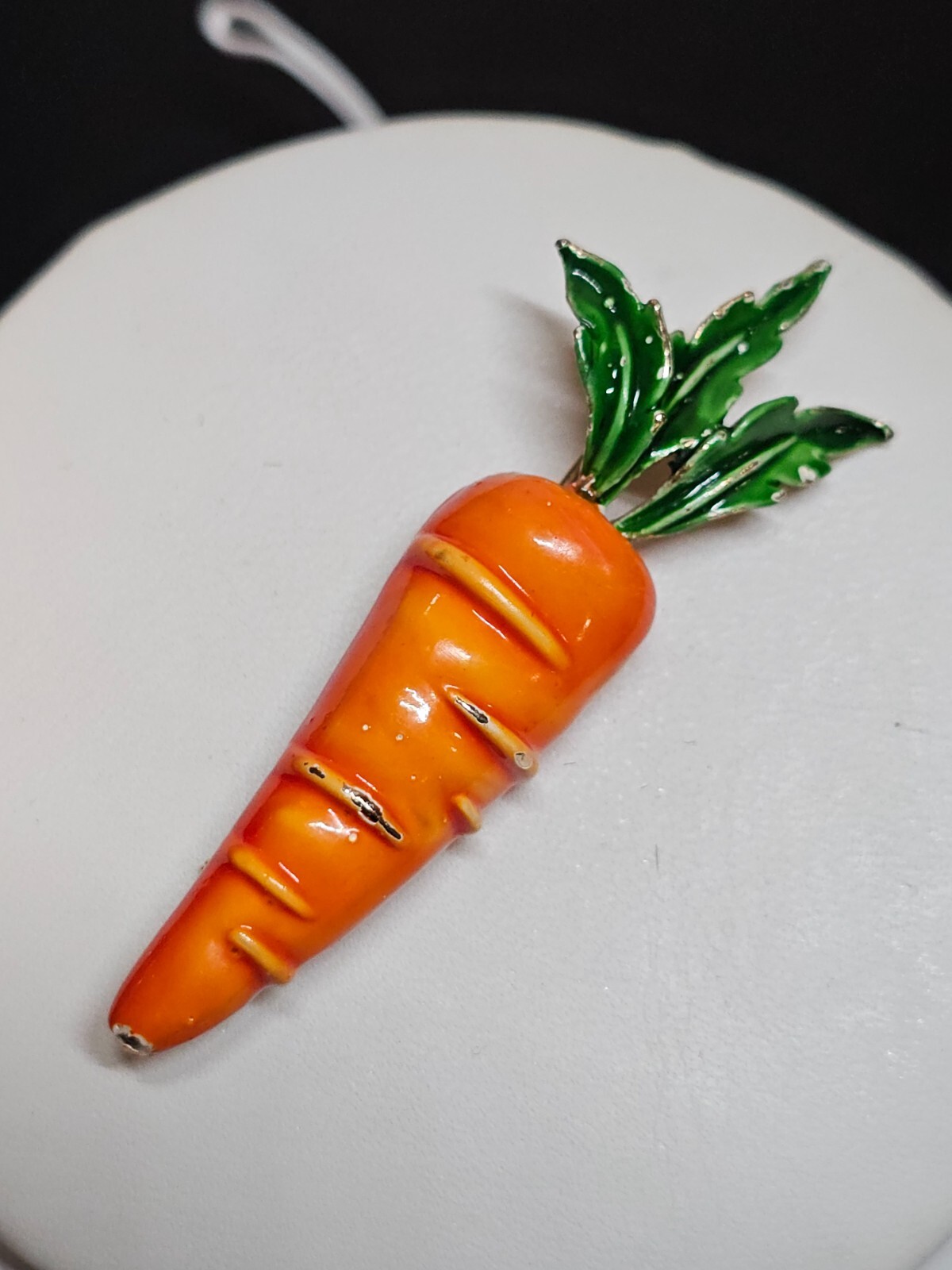 Vtg Signed ART Arthur Pepper Carrot Veggie Enamel Painted Brooch Pin Vegetable
