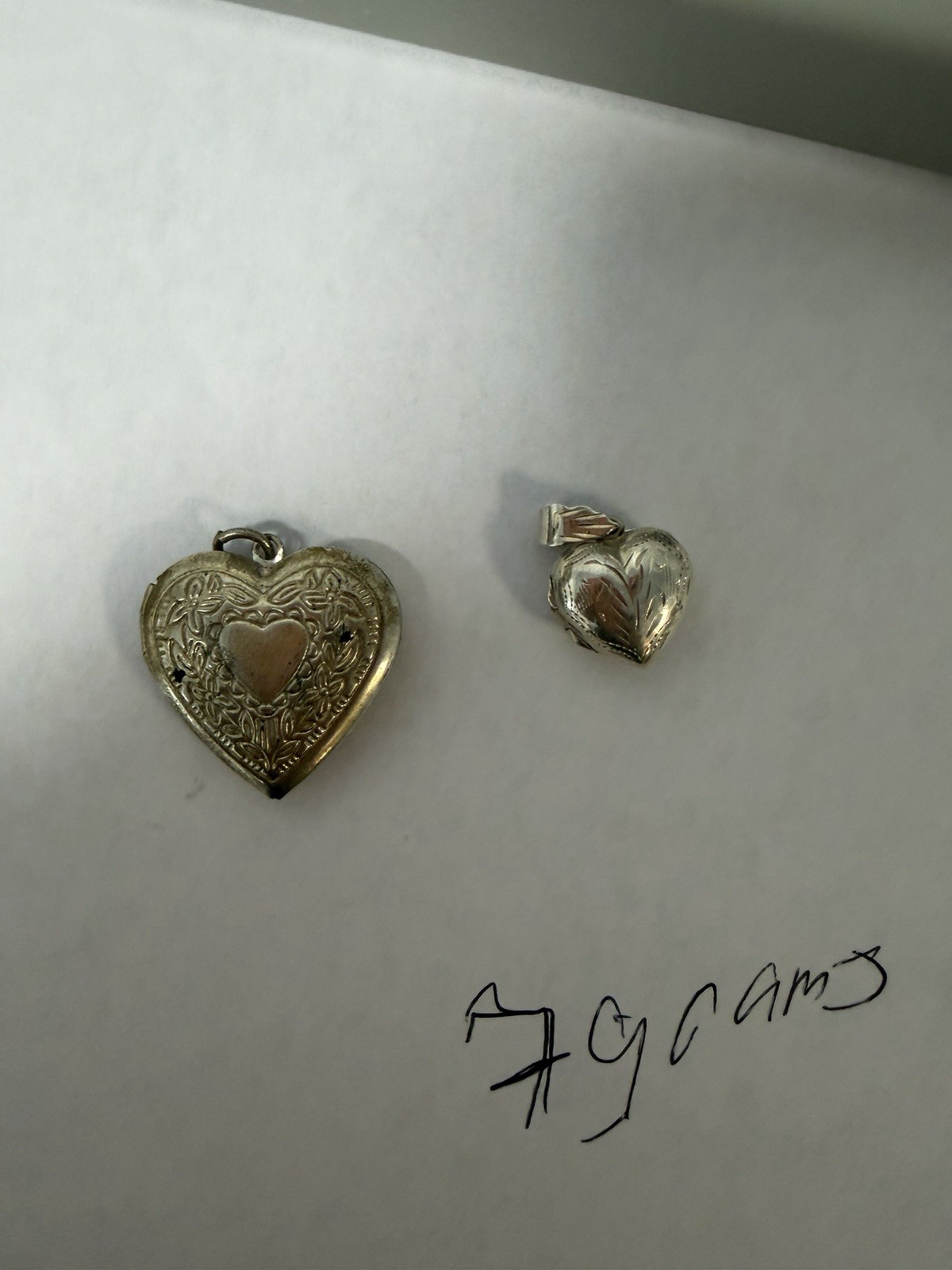 925 Silver Art Deco Vintage Pendent. 2 Heart Pendants