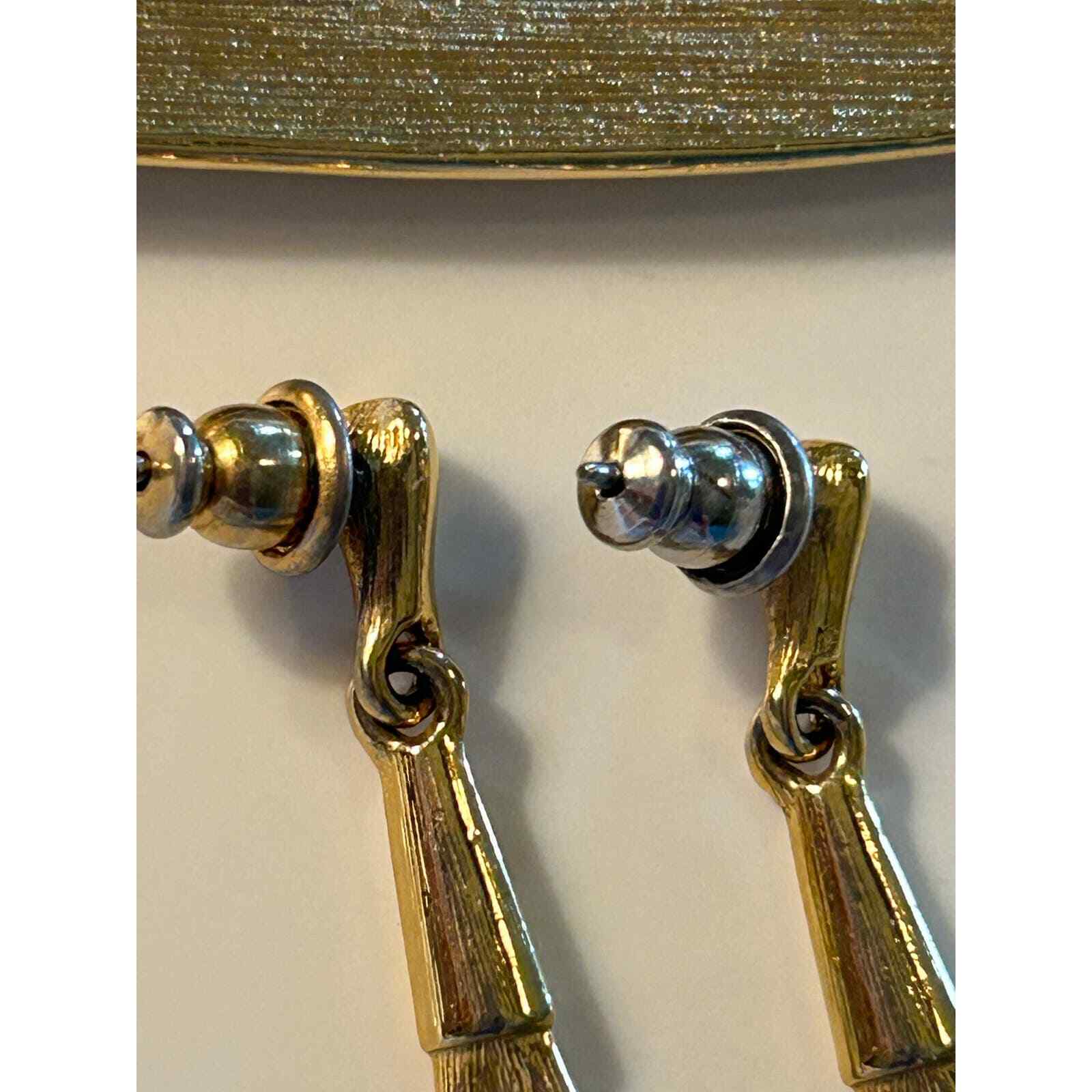 Elegant Monet Ivory and Gold Tone Oval Brooch and Earring Set