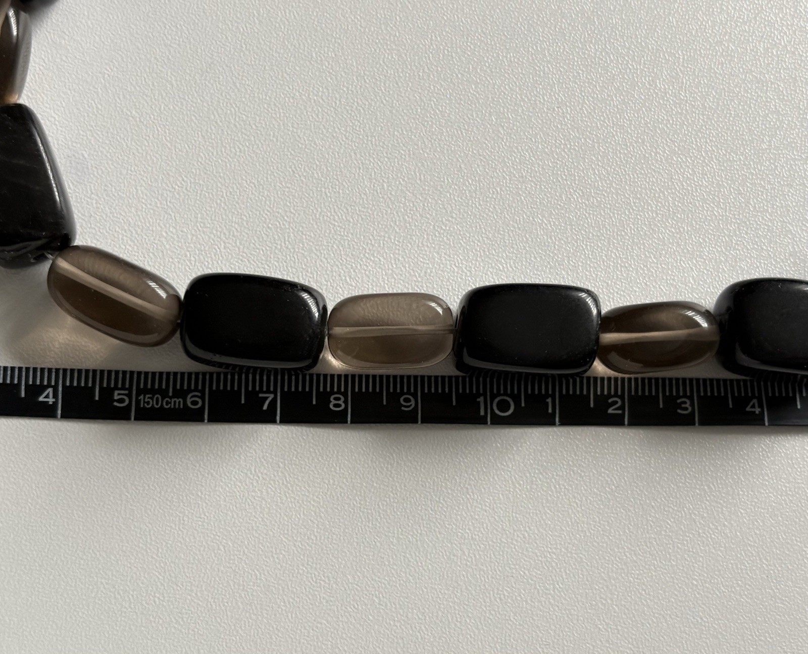 VTG Black & Clear Brown Chunky Glass Necklace Earrings Jewelry Set 925 ATI 106g