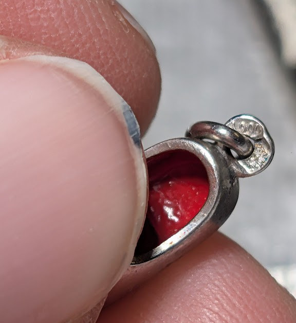 Vintage enamel and silver shoe charm coin silver stamped A900 1.53 gram
