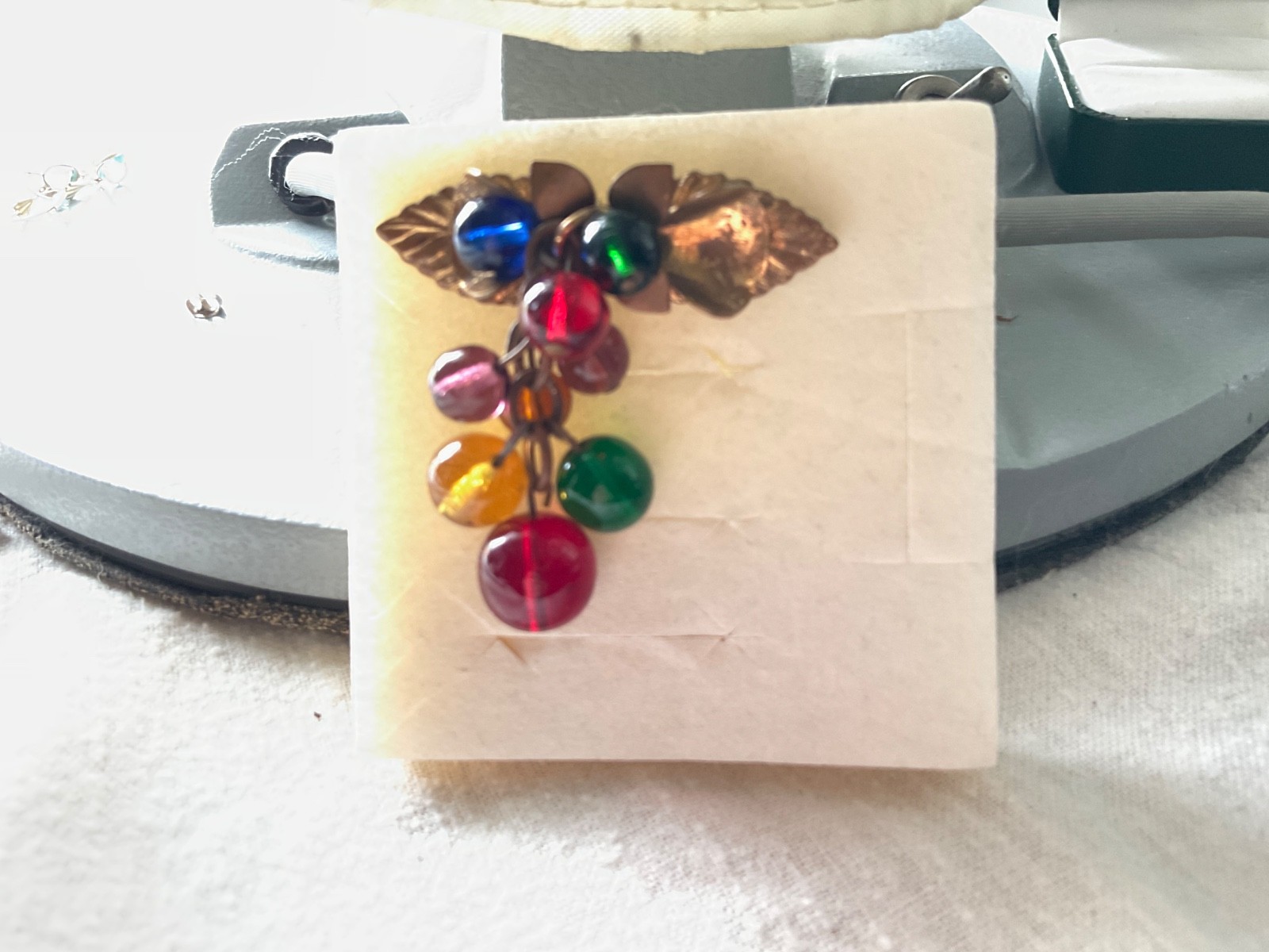 Fun vintage Czech Multicolor Grape Cascading Brooch Pin