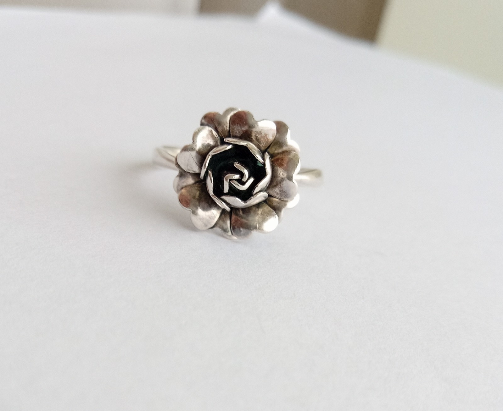 Vintage ring “Rose” Sterling Silver 875 star USSR time Women Jewelry size 8.5