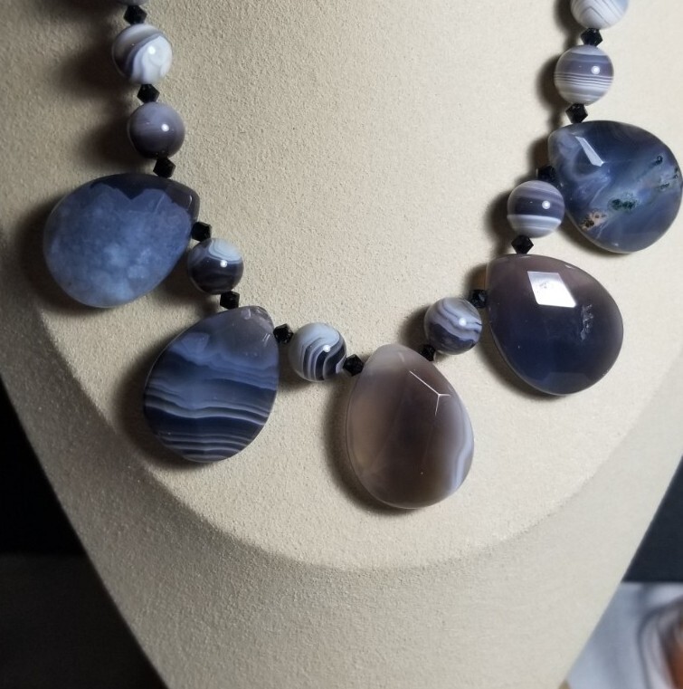 Chunky Faceted Natural Stone Polished Necklace with Faceted Beads