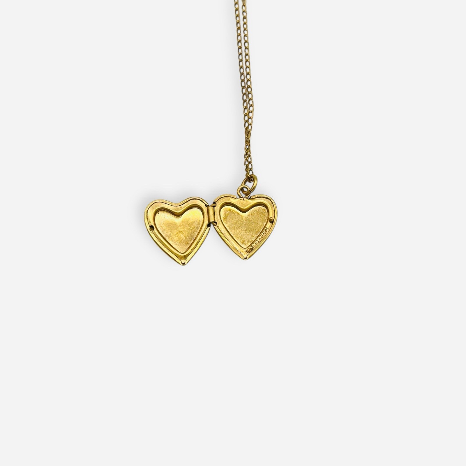 Vintage BAB Heart Locket Pendant Necklace 1/20 14Kt GF Chain Gold Filled Photo