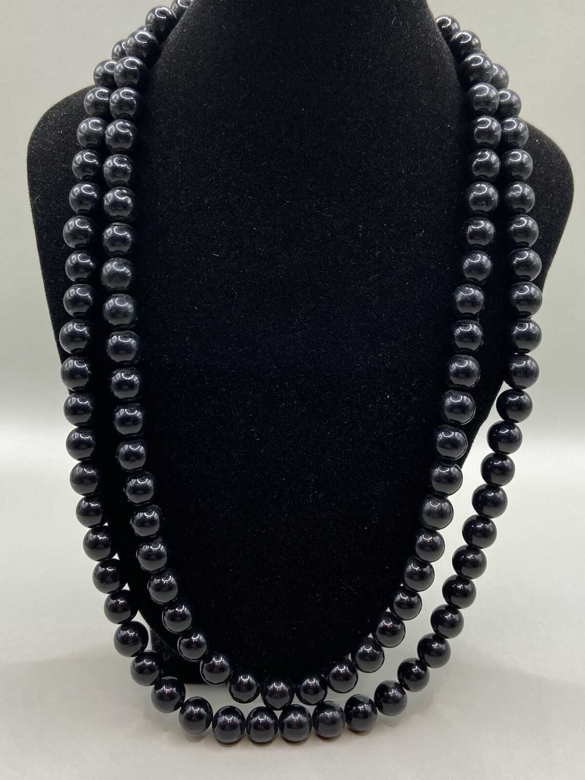 Vintage Classic Crystal Glass Faceted Bead 50/60s Necklace Black Japan