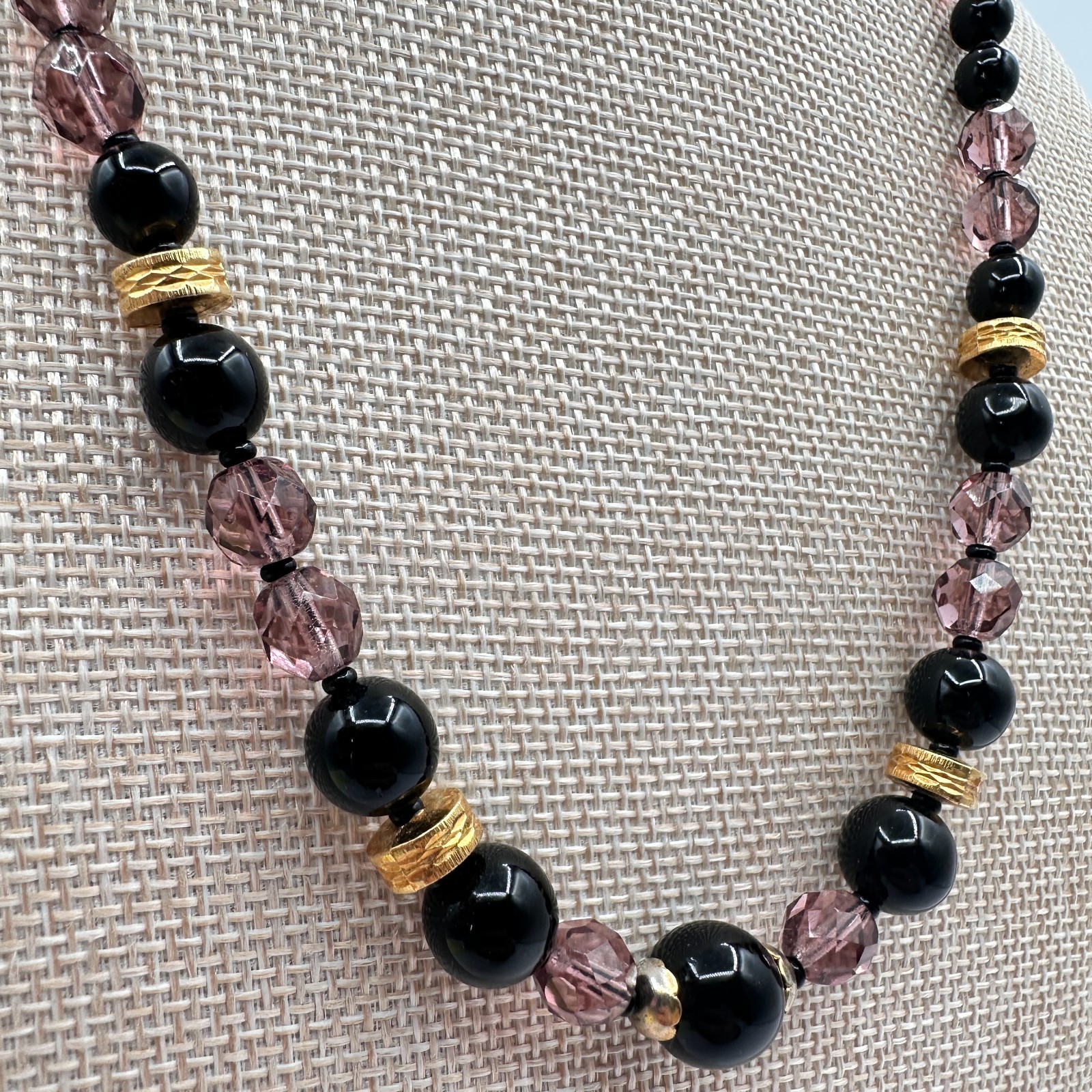 Vintage 90s Gold Tone Beaded Statement Necklace Boho Women’s Classic Jewelry