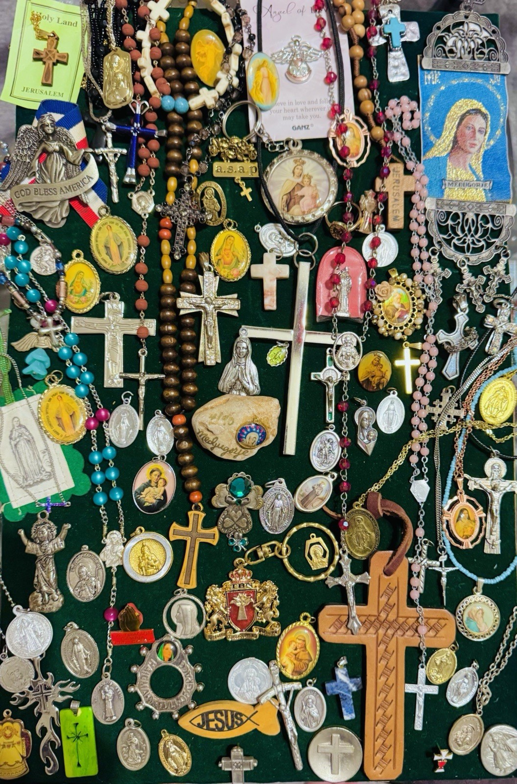 Vintage Modern Religious Cross Necklace Jewelry Lot 120+ Italy Germany Bethlehem