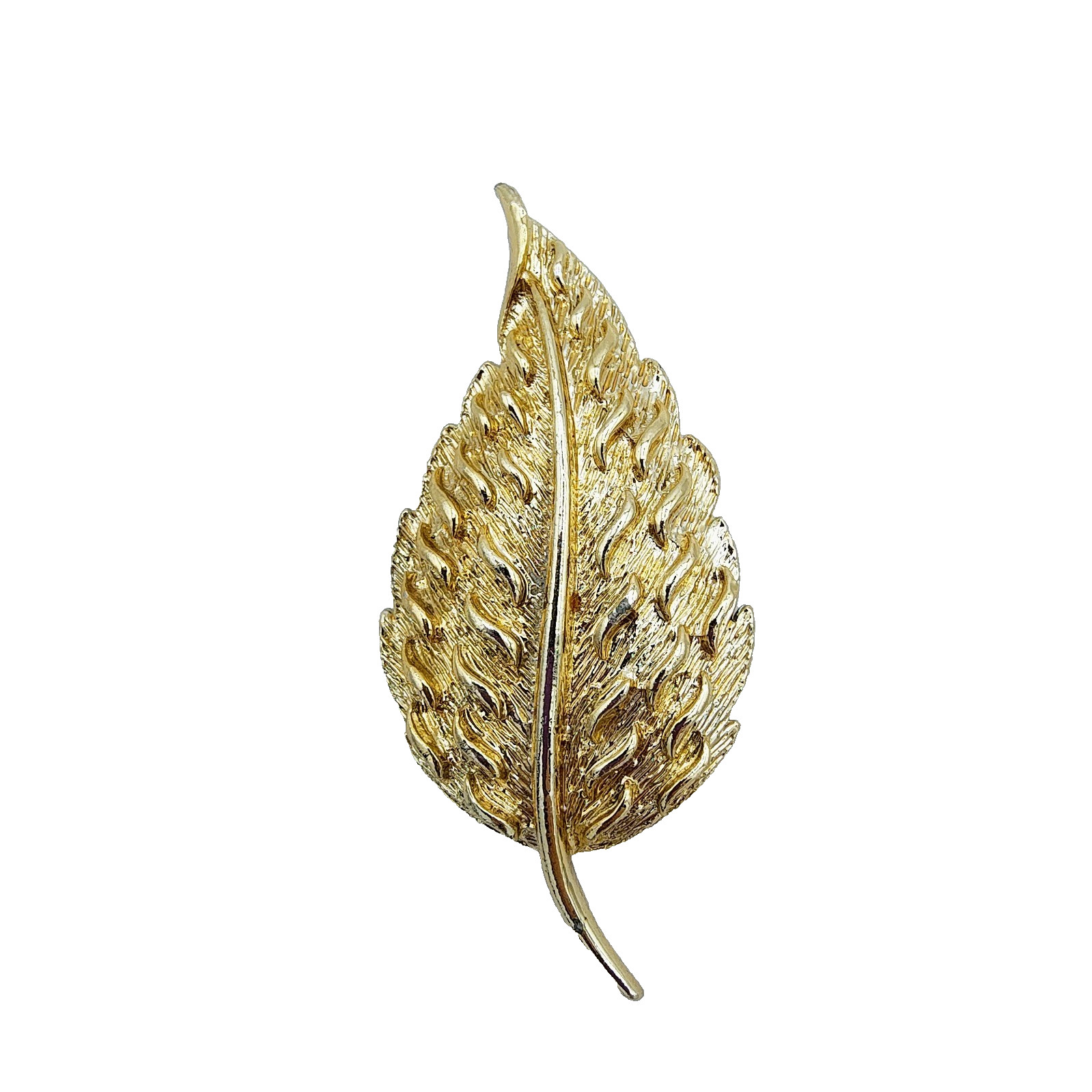 Vintage Gold Tone Leaf Brooch Nature Botanical Organic Chic Autumn Sculptural
