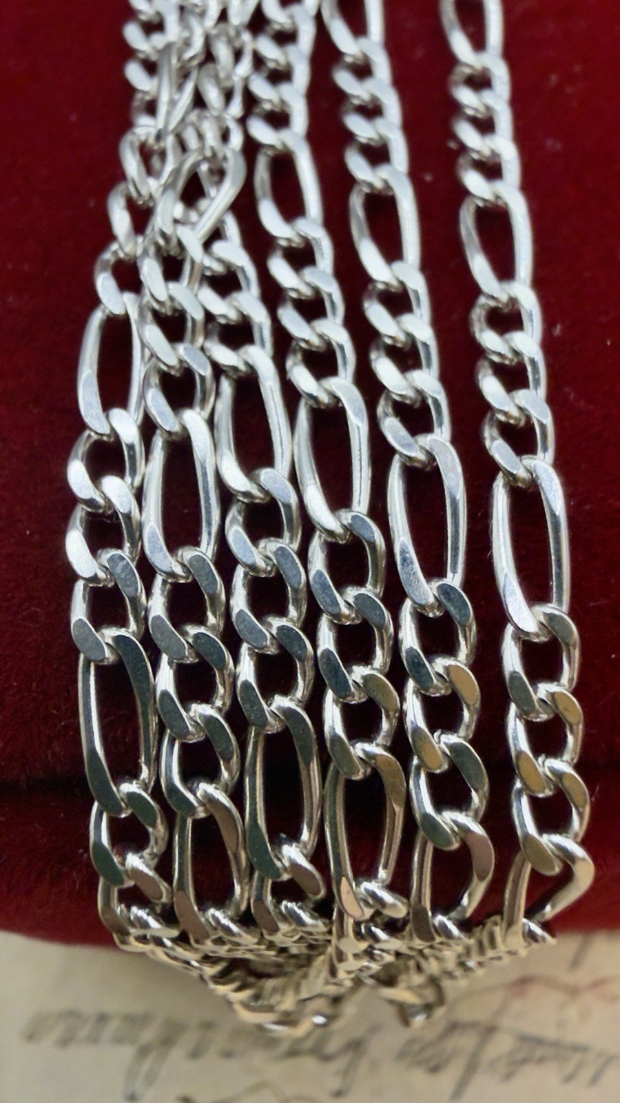 Delightful 925 Sterling Silver Vintage Figaro Chain- 18.75″ – #2023
