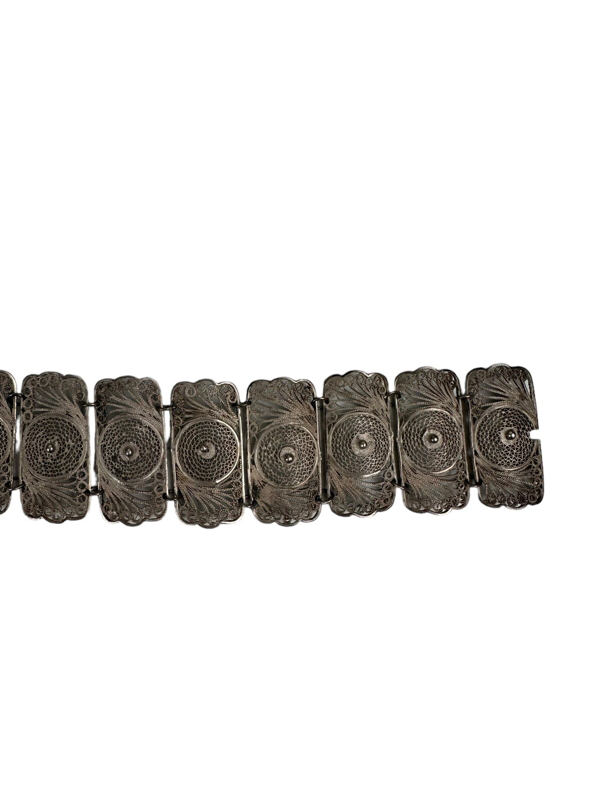 Vintage 925 Silver Cannetille Wide Bracelet