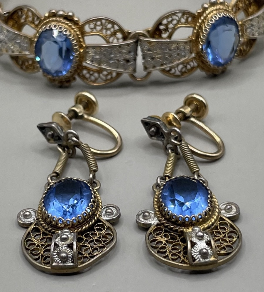 Naomi Women’s Bracelet Screw Back Earrings Set Sterling 900 12K Gold Filled