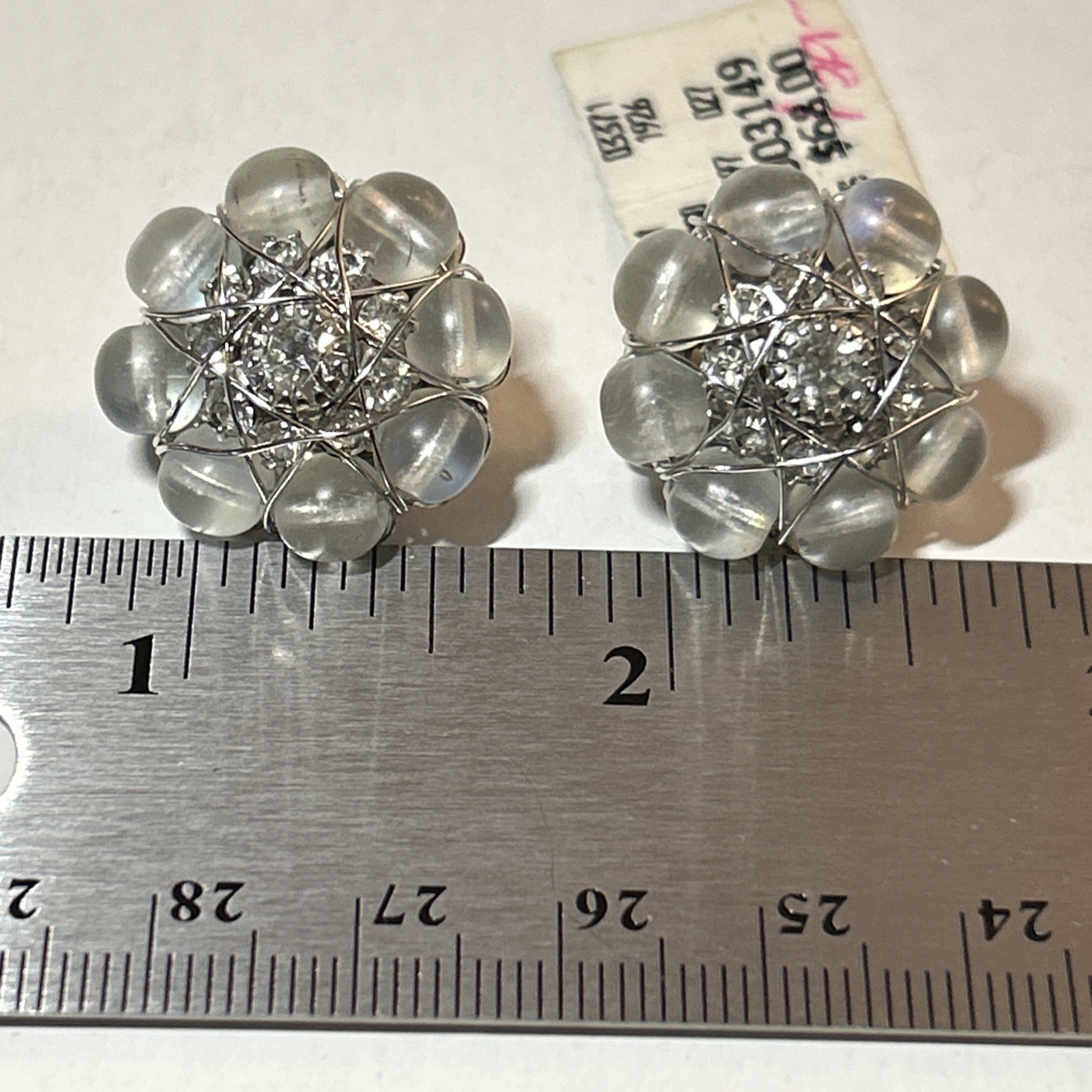 Henri Bendel Clip On Earrings Wire Wrapped Beads And Crystals With Tag