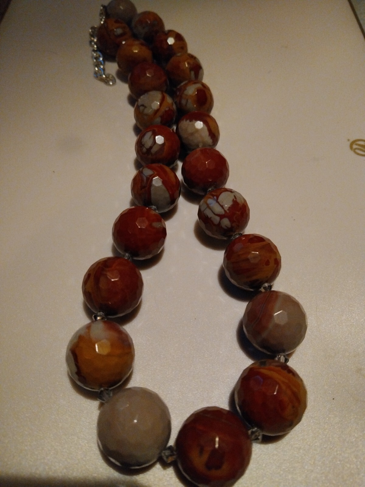 Natural Polychrome Jasper Polished Faceted Necklace Statement Heavy Pretty