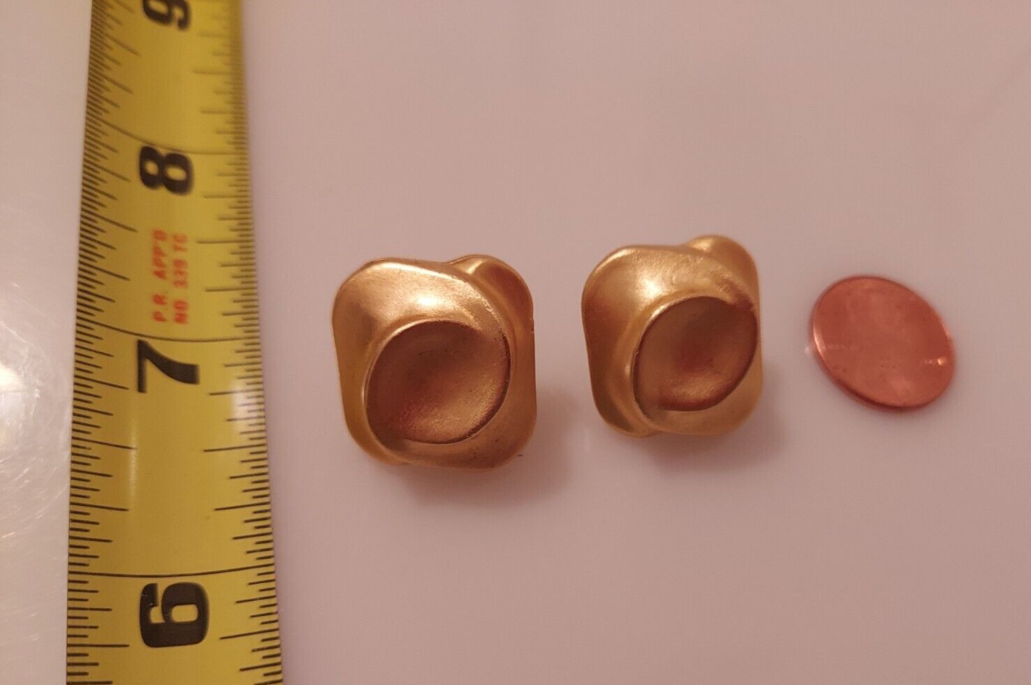 matte goldtone lozenge earrings posts 5/8″ square tailored