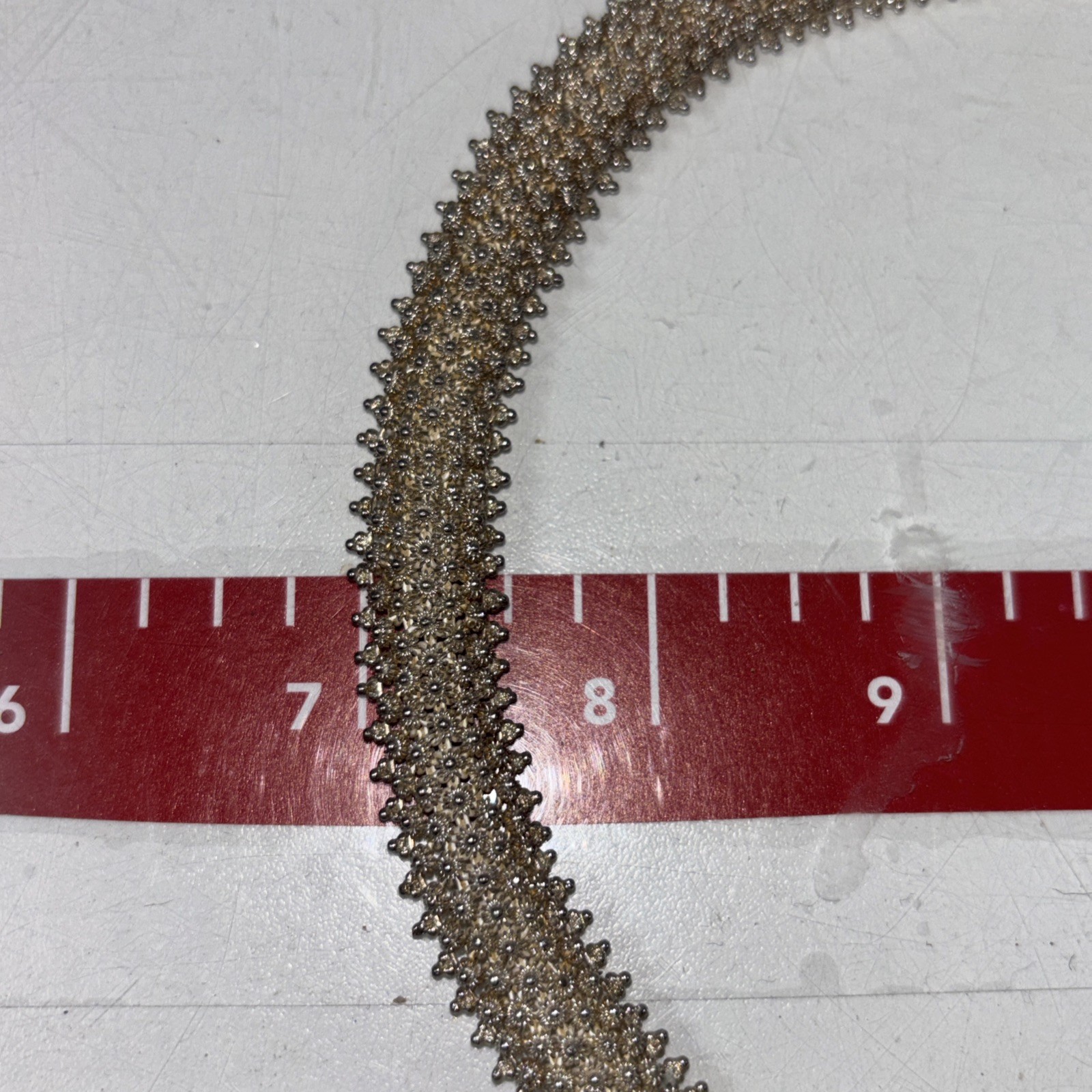 Vintage Sterling Silver Flower Cannetille Choker Necklace 16”