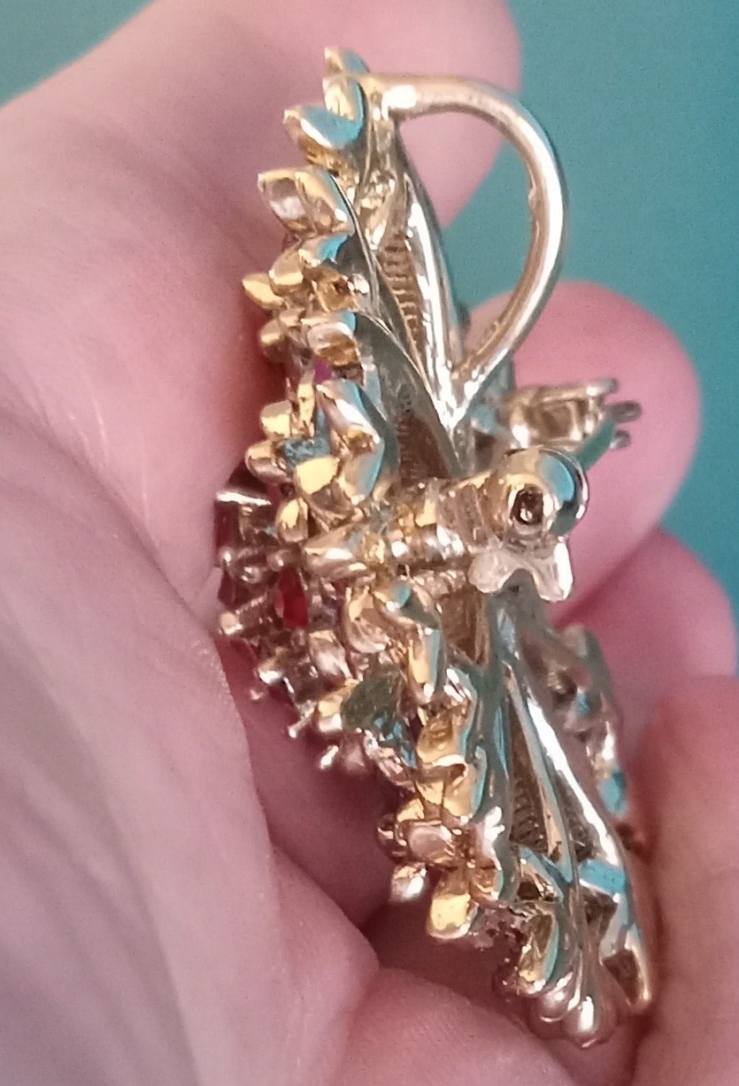 Vintage Liz Claiborne AB Rhinestone Floral Brooch Pin & Bail Pendant STUNNING!