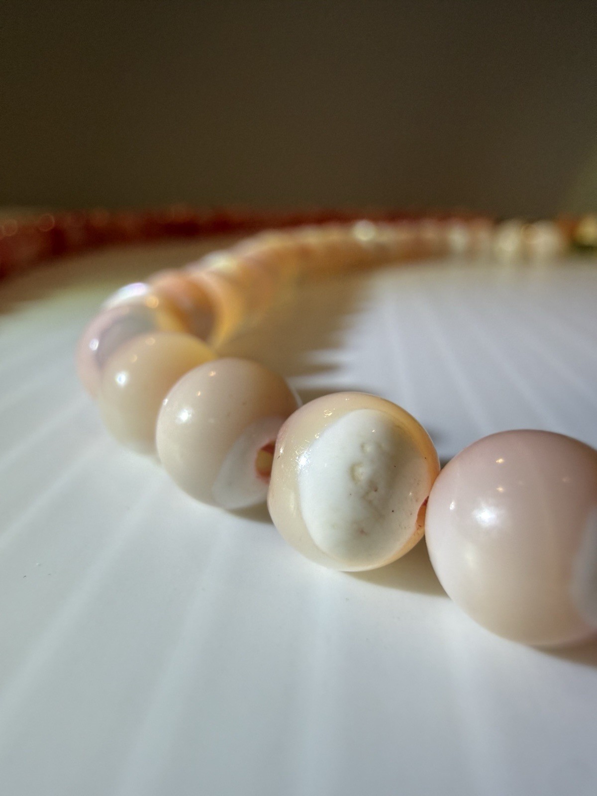 Vintage Pink Agate Bead Necklace Set 2pc Natural Stone 30in & 16.5in