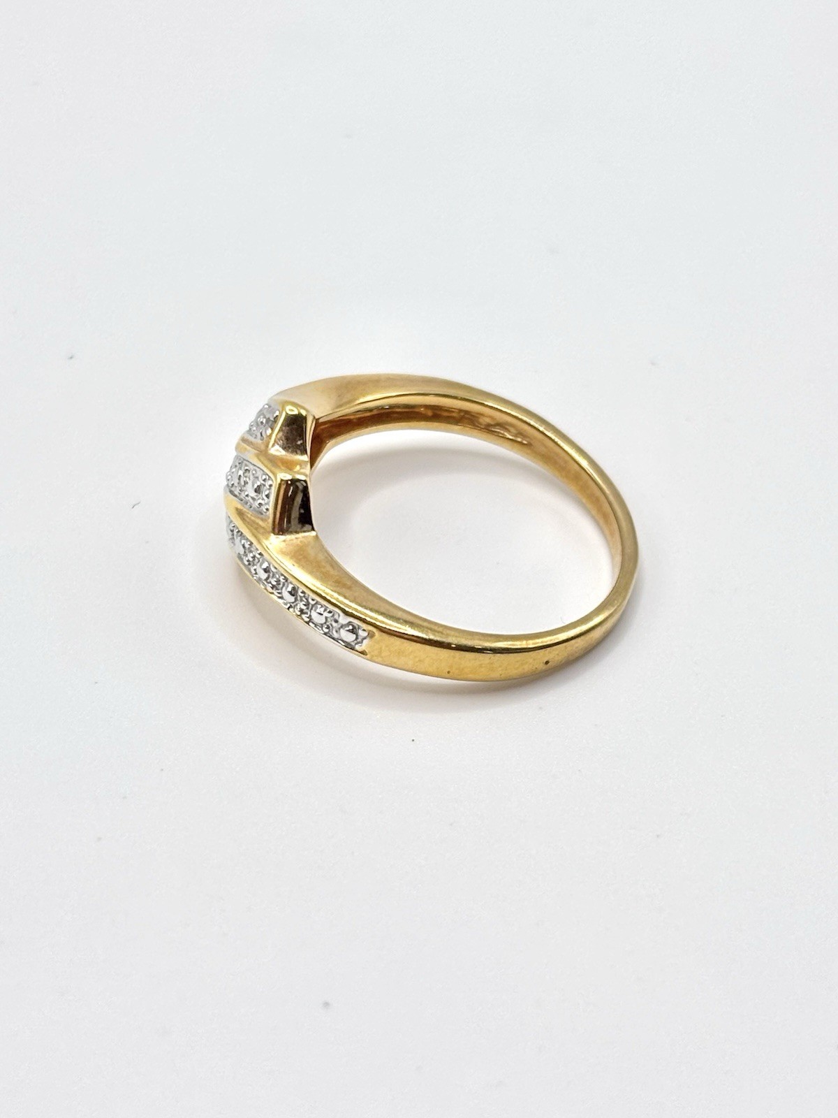 Vintage Gold Plated And Diamond Triple Band Wave Ring Size 7.75